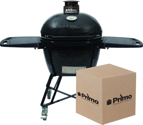 Primo - Oval X-Large Charcoal All-In-One (Heavy-Duty Stand, Side Shelves, Ash Tool and Grate Lifter)