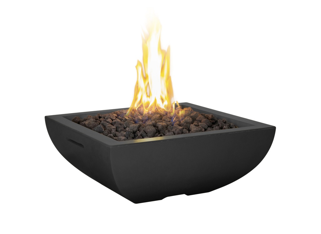 American Fyre Designs - Fire Bowl, Bordeaux P SQR (Black Lava)(Natural Gas)